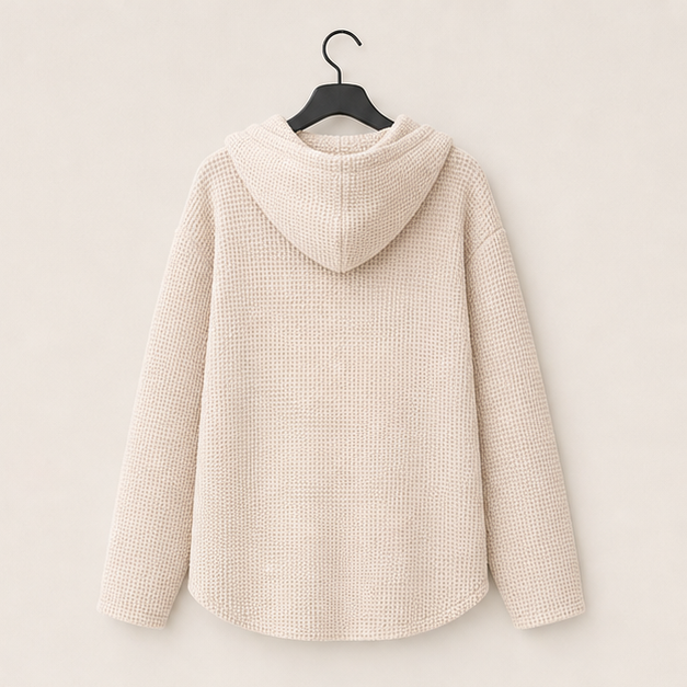 Women's Full Zip Up Hoodies Waffle Knit Long Sleeve Drawstring Casual Sweatshirt Hooded Tops - image 2